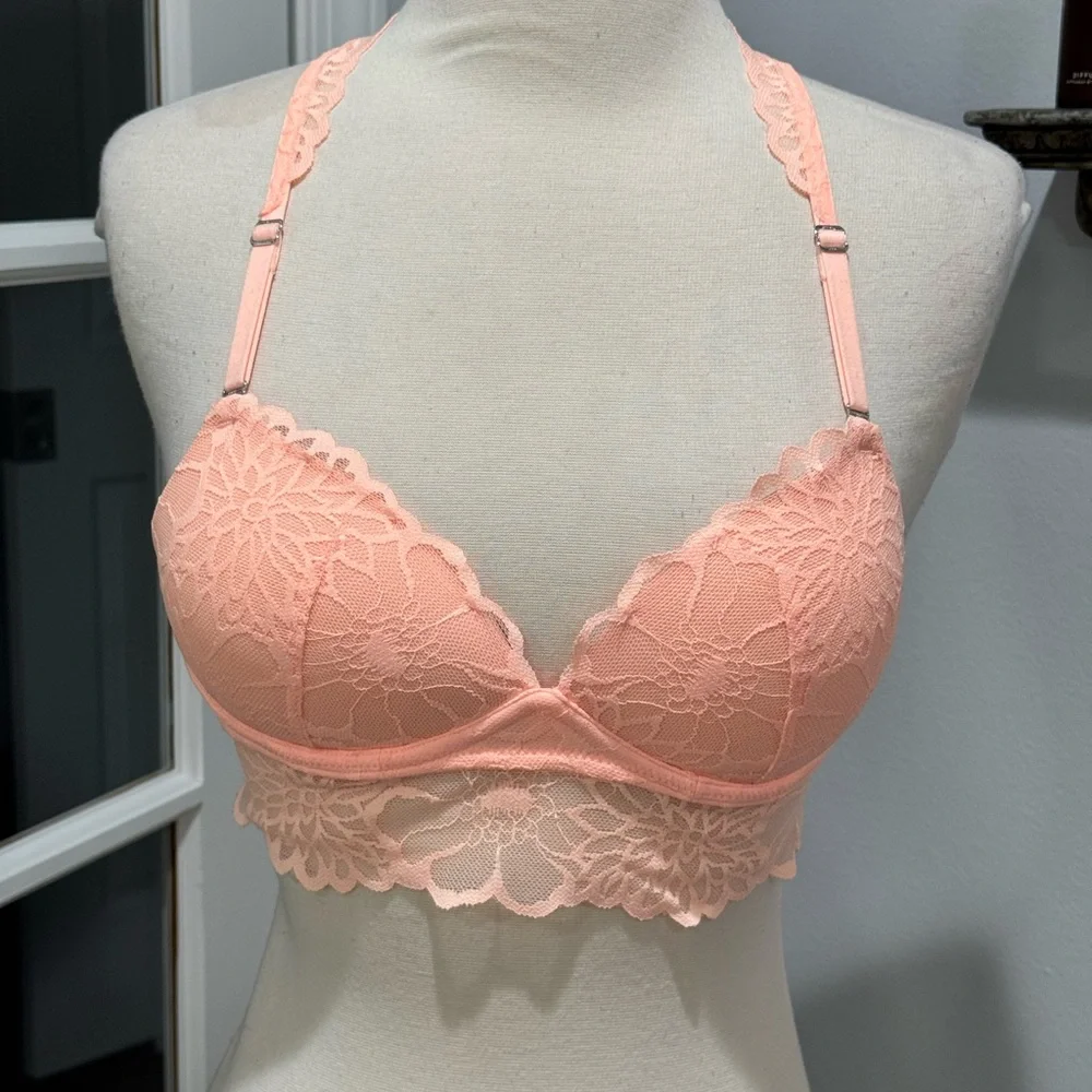 Victoria’s Secret PINK Lace Apricot Push-up Racerback Bralette